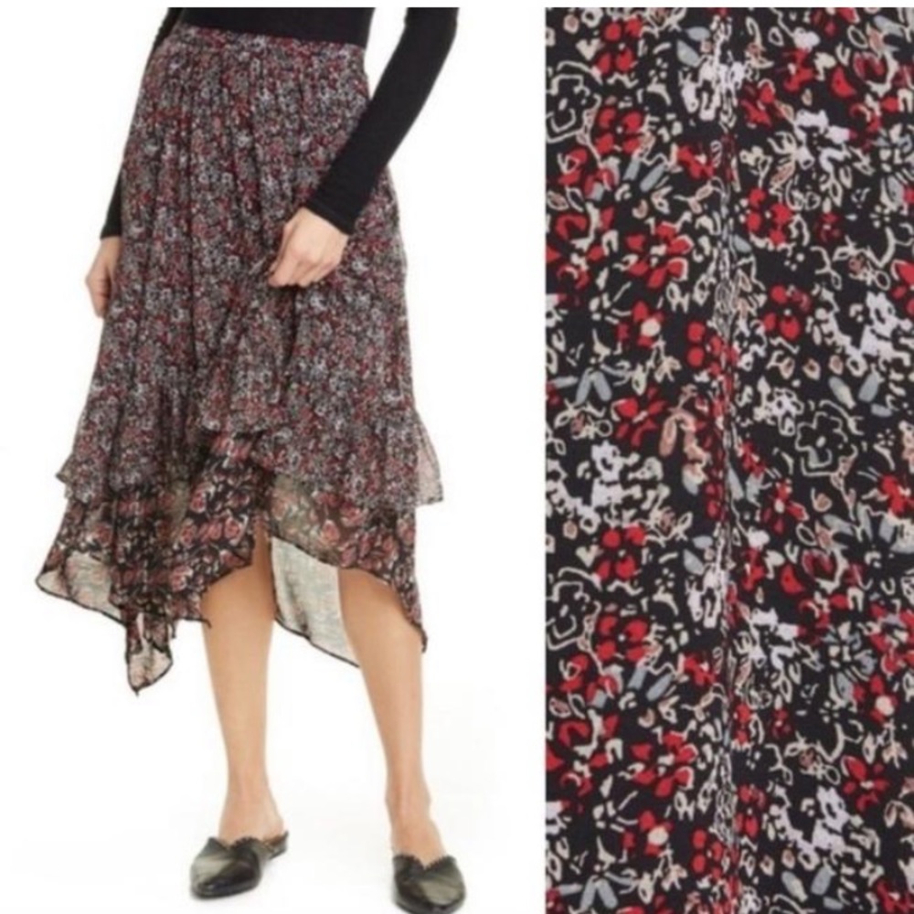 Free People Floral Midi Skirt